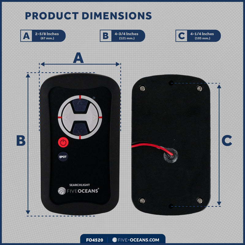 Second Station Wireless Remote Control for Searchlight 12V, Compatible with FO4519 - FO4520 - Five Oceans
