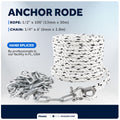 Anchor Rode, 1/2" x 100' Rope with 1/4" x 6' Galvanized Chain - FO4521 - Five Oceans