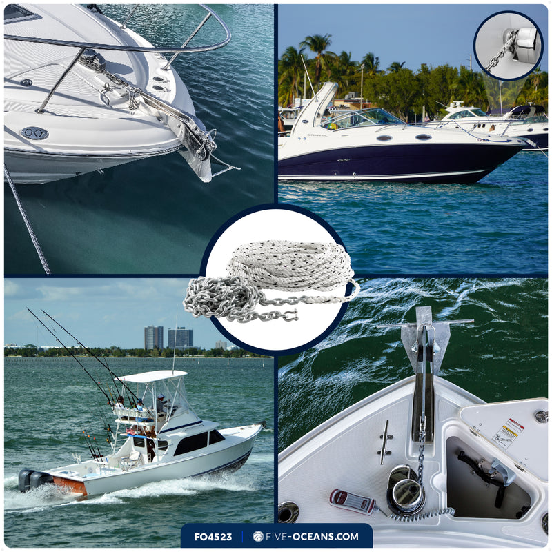 Windlass Anchor Rode - 9/16" x 300' 3-Strand Rope & 5/16" x 20' HTG4 Galvanized Chain, Hand-Spliced