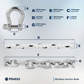 Windlass Anchor Rode, 5/8" x 250' Rope with 3/8" x 20' G4 Galvanized Chain - FO4525 - Five Oceans