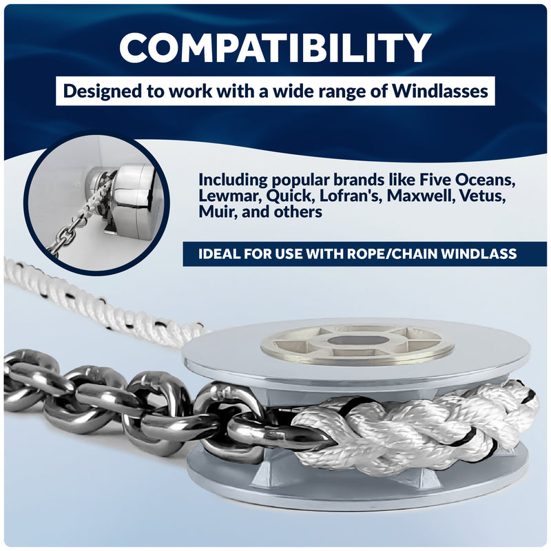 Windlass Anchor Rode, 9/16" 3-Strand Rope with 5/16" HTG4 Stainless Steel Chain