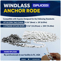 Windlass Anchor Rode - 9/16" x 250' 3-Strand Rope & 5/16" x 20' HTG4 Stainless Steel Chain, Hand-Spliced