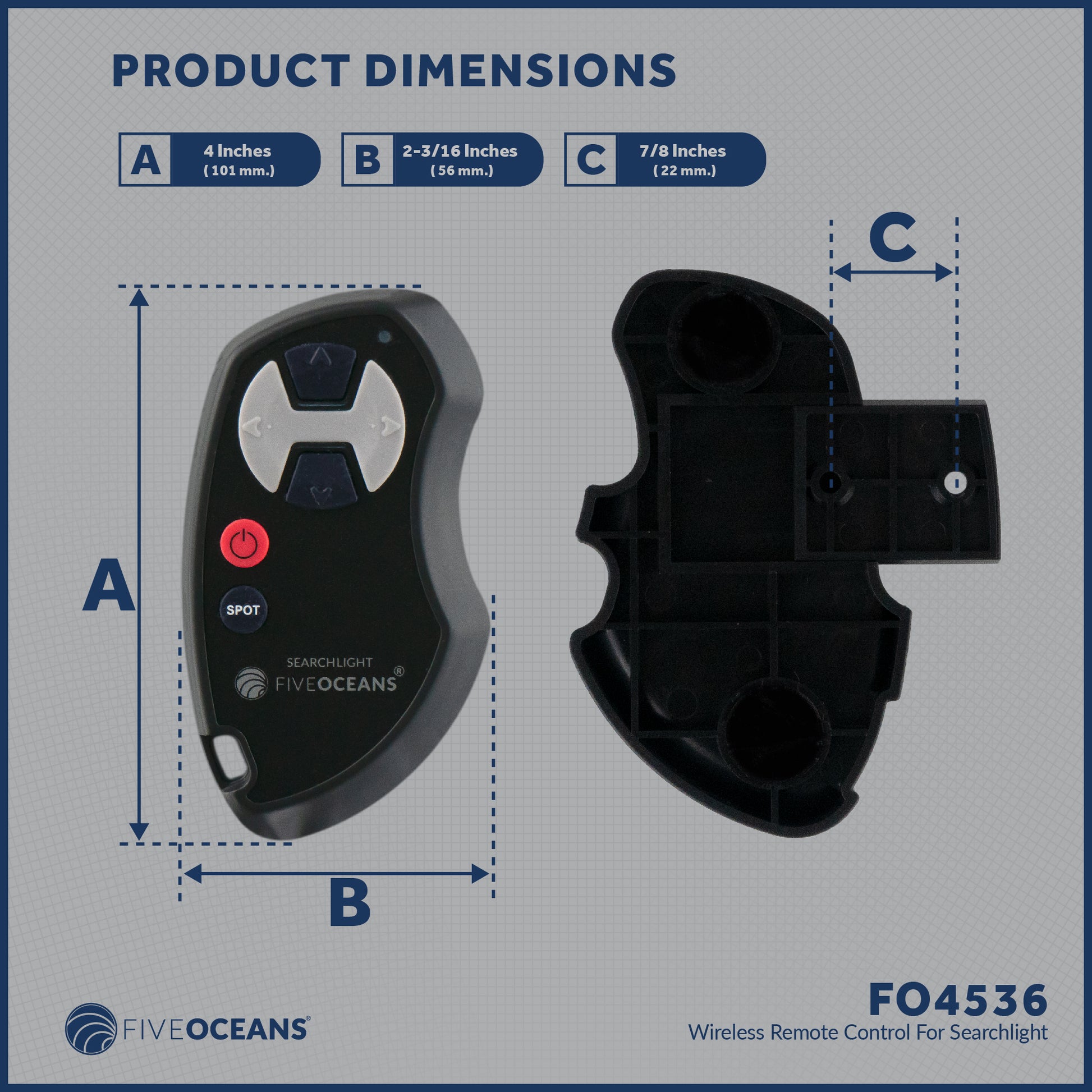 Wireless Hand Held Bridge Remote for Spotlight FO-4519 - FO4536 - Five Oceans