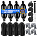 Boat Fenders Complete Set, Black 4.5" x 16", Includes Dock Lines and Fender Clips - FO4537-C1 - Five Oceans