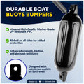 Pontoon Docking Kit - 4.5" x 16" Black Fenders with Dock Lines & Fender Clips, 4-Pack
