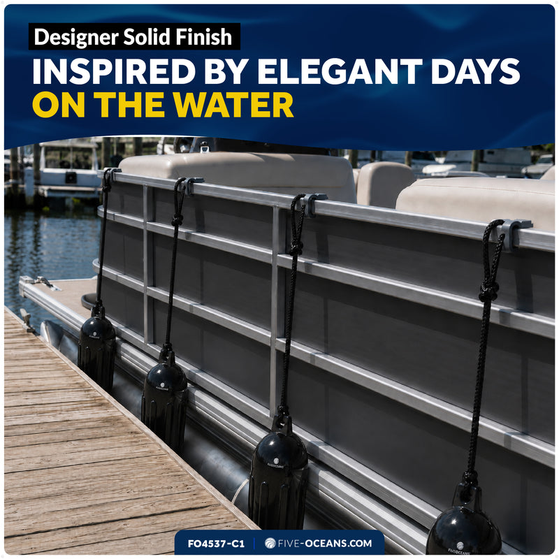 Pontoon Docking Kit - 4.5" x 16" Black Fenders with Dock Lines & Fender Clips, 4-Pack