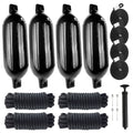 Boat Docking Kit - 4.5" x 16" Black Fenders & Dock Lines, 4-Pack