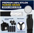 Pontoon Docking Kit - Black Fenders with Dock Lines & Fender Clips, 4-Pack