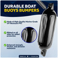 Boat Docking Kit - 4.5" x 16" Black Fenders & Dock Lines, 4-Pack