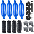 Pontoon Docking Kit - 4.5" x 16" Blue Fenders with Dock Lines & Fender Clips, 4-Pack