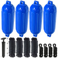 Boat Docking Kit - 4.5" x 16" Blue Fenders & Dock Lines, 4-Pack