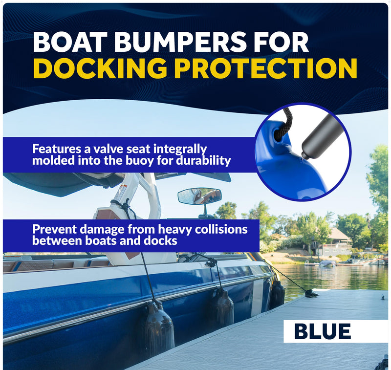 Boat Docking Kit - Blue Fenders & Dock Lines, 4-Pack