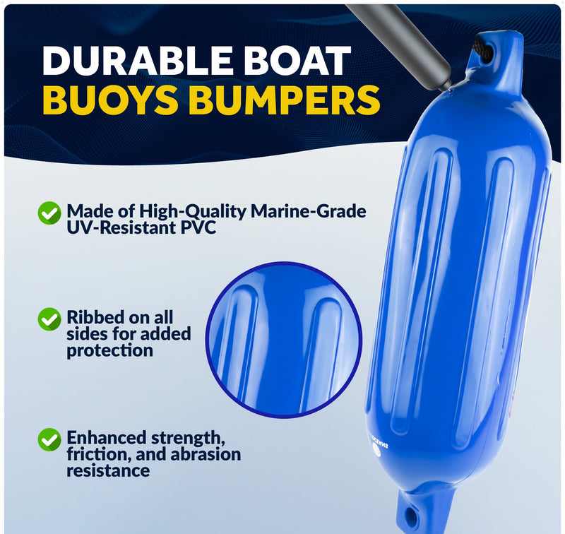 Boat Docking Kit - Blue Fenders & Dock Lines, 4-Pack