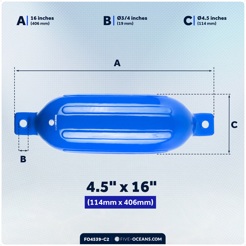 Boat Docking Kit - 4.5" x 16" Blue Fenders & Dock Lines, 4-Pack