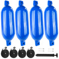 4.5" x 16" Inflatable Ribbed Boat Fenders, Blue, 4 Pack