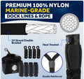 Pontoon Docking Kit - Black Fenders with Dock Lines & Fender Clips, 4-Pack