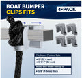 Pontoon Docking Kit - Black Fenders with Dock Lines & Fender Clips, 4-Pack