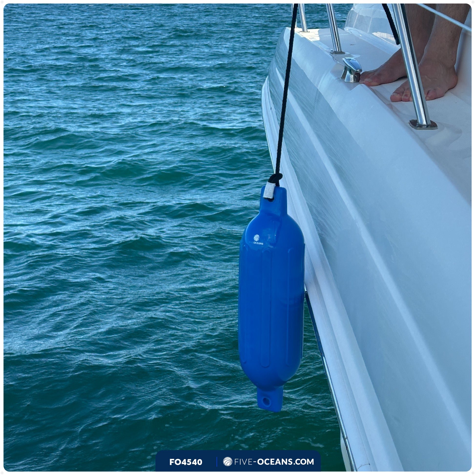 Inflatable Ribbed Boat Fenders - 4 Pack, Black, 6.5" x 23" - FO4540 - Five Oceans