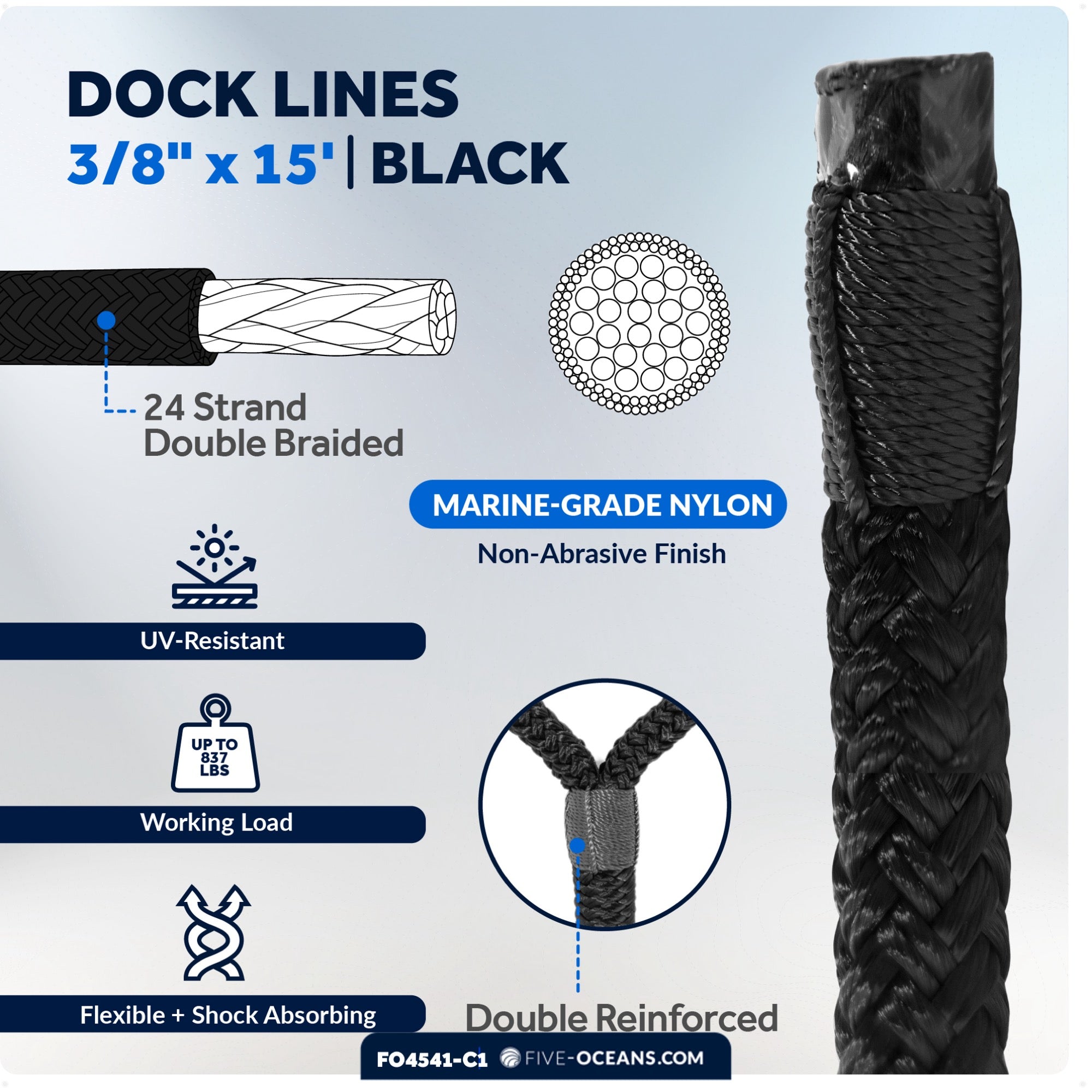 Boat Fenders Complete Set, Red 6.5" x 23", Includes Dock Lines and Fender Clips - FO4541-C1 - Five Oceans