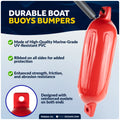 Pontoon Docking Kit - 6.5" x 23" Red Fenders with Dock Lines & Fender Clips, 4-Pack