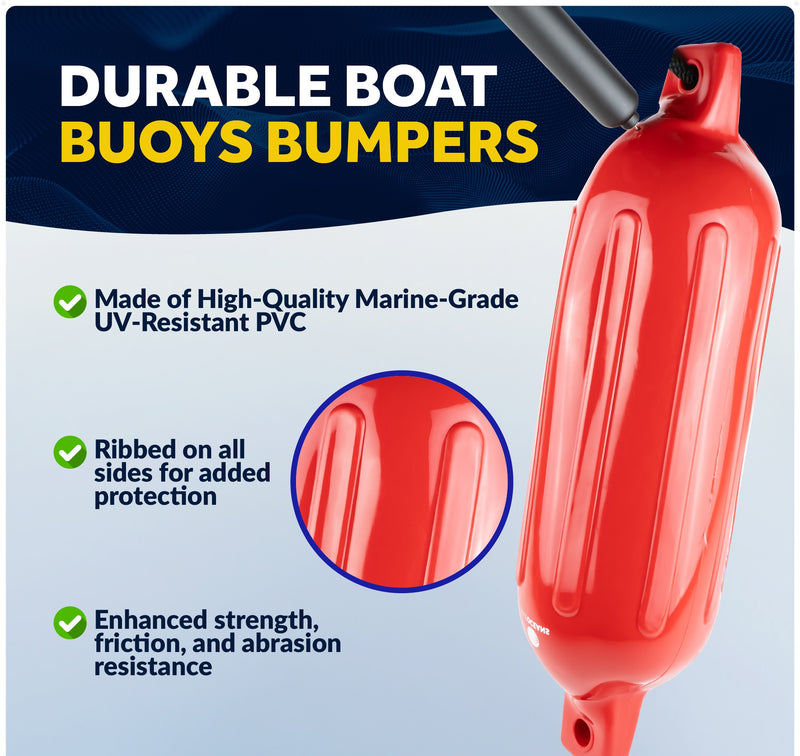 Inflatable Ribbed Fenders, Red, 4-Pack