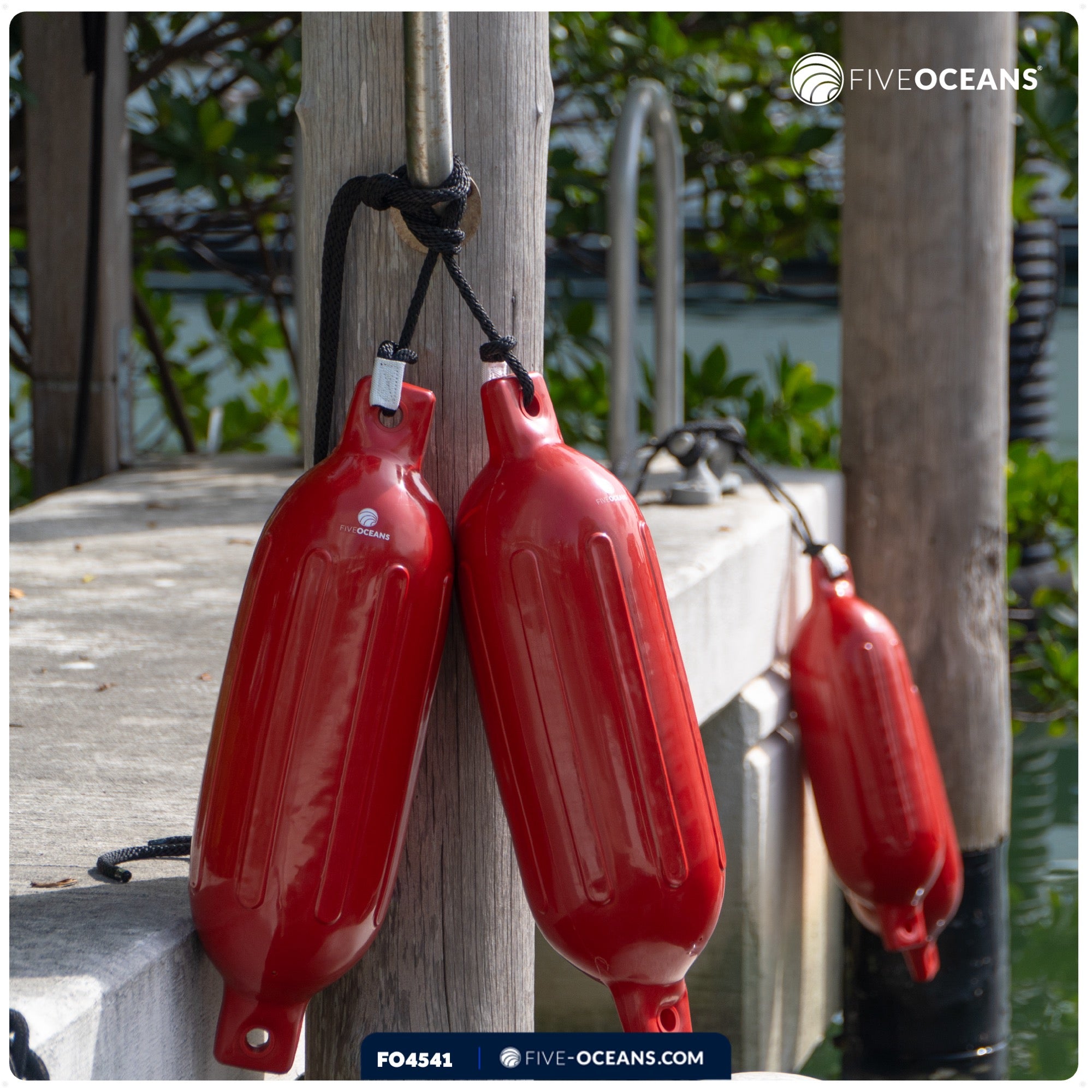 Boat Fenders, 4 Pack Red 6.5" x 23" - FO4541 - Five Oceans