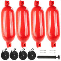 Inflatable Ribbed Fenders, Red, 4-Pack