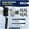 Pontoon Docking Kit - 6.5" x 23" Blue Fenders with Dock Lines & Fender Clips, 4-Pack