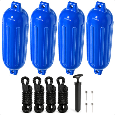 Inflatable Ribbed Fenders, Blue, 4 Pack