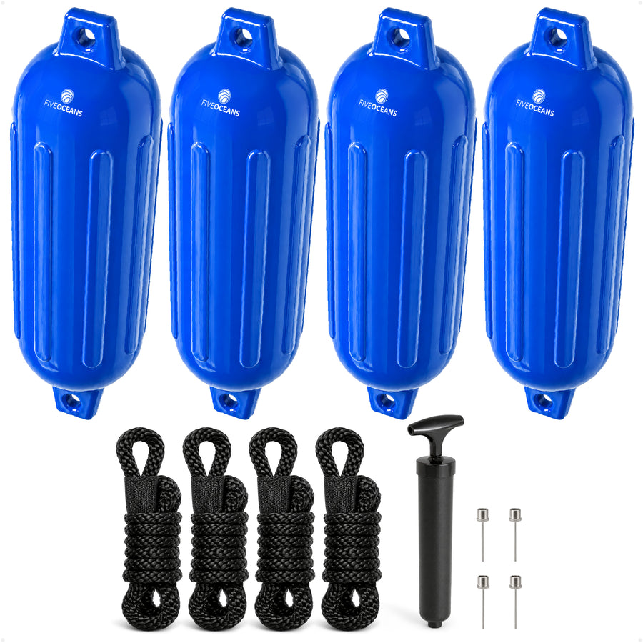 Inflatable Ribbed Fenders, Blue, 4 Pack