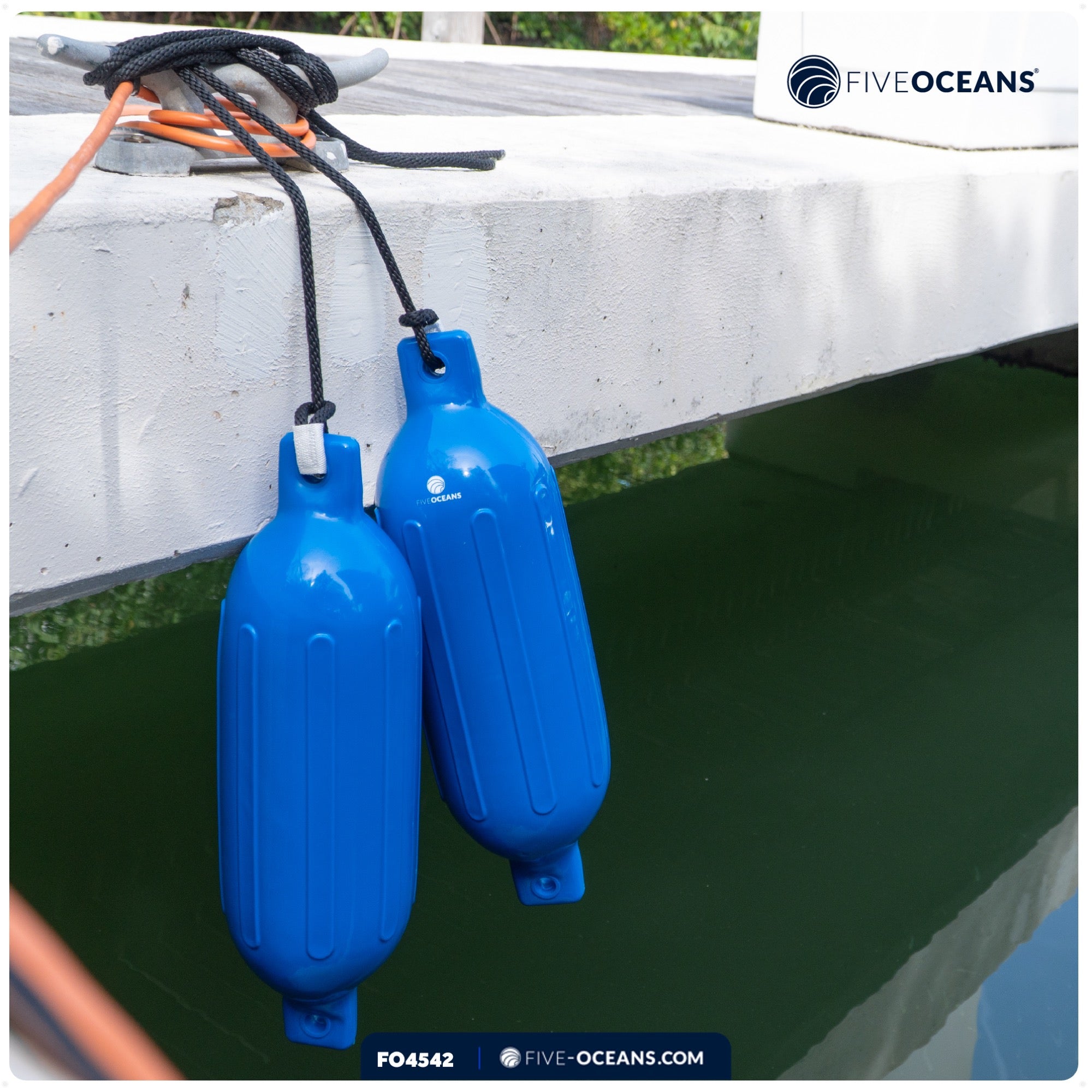 Boat Fenders, 4 Pack Blue 6.5" x 23" - FO4542 - Five Oceans