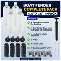 Pontoon Docking Kit - 4.5" x 16" White Fenders with Dock Lines & Fender Clips, 4-Pack - FO4543-C1 - Five Oceans