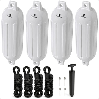 Inflatable Ribbed Fenders, White, 4 Pack