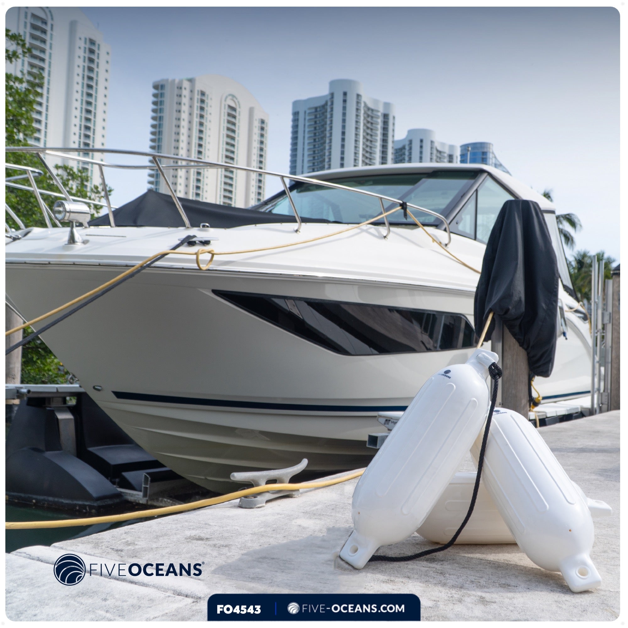 Boat Fenders, 4 Pack White 4.5" x 16" - FO4543 - Five Oceans