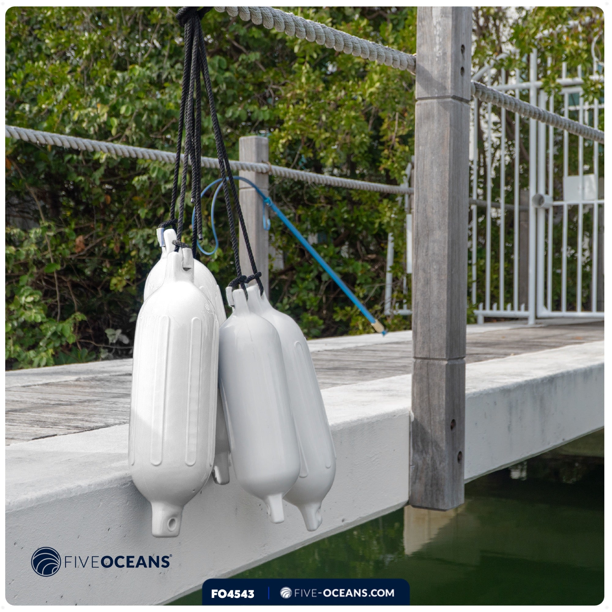 Boat Fenders, 4 Pack White 4.5" x 16" - FO4543 - Five Oceans
