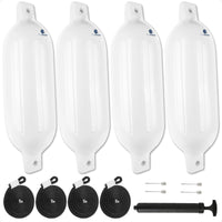 Inflatable Ribbed Fenders, White, 4 Pack