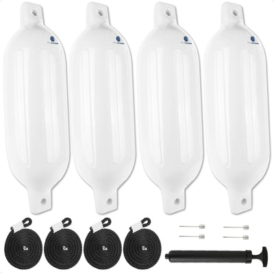 Inflatable Ribbed Fenders, White, 4 Pack