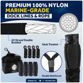 Boat Docking Kit - 6.5" x 23" White Fenders & Dock Lines, 4-Pack