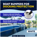 6.5" x 23" Inflatable Ribbed Boat Fenders, White, 4 Pack