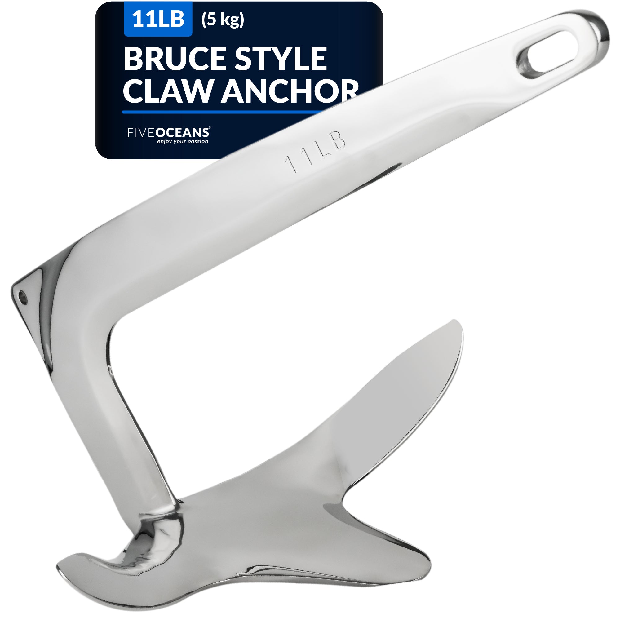 Bruce Style Claw Anchor, 11 Lb / 5 Kg Stainless Steel - FO4548
