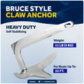 11 Lb. Bruce Claw Anchor, AISI316 Stainless Steel – FO4548 - Five Oceans