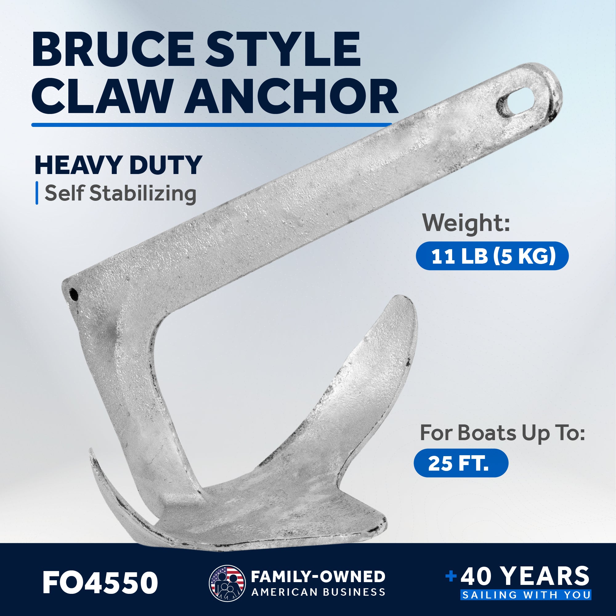 Bruce Style Claw Anchor, 11 Lb / 5 Kg Hot Dipped Galvanized - FO4550