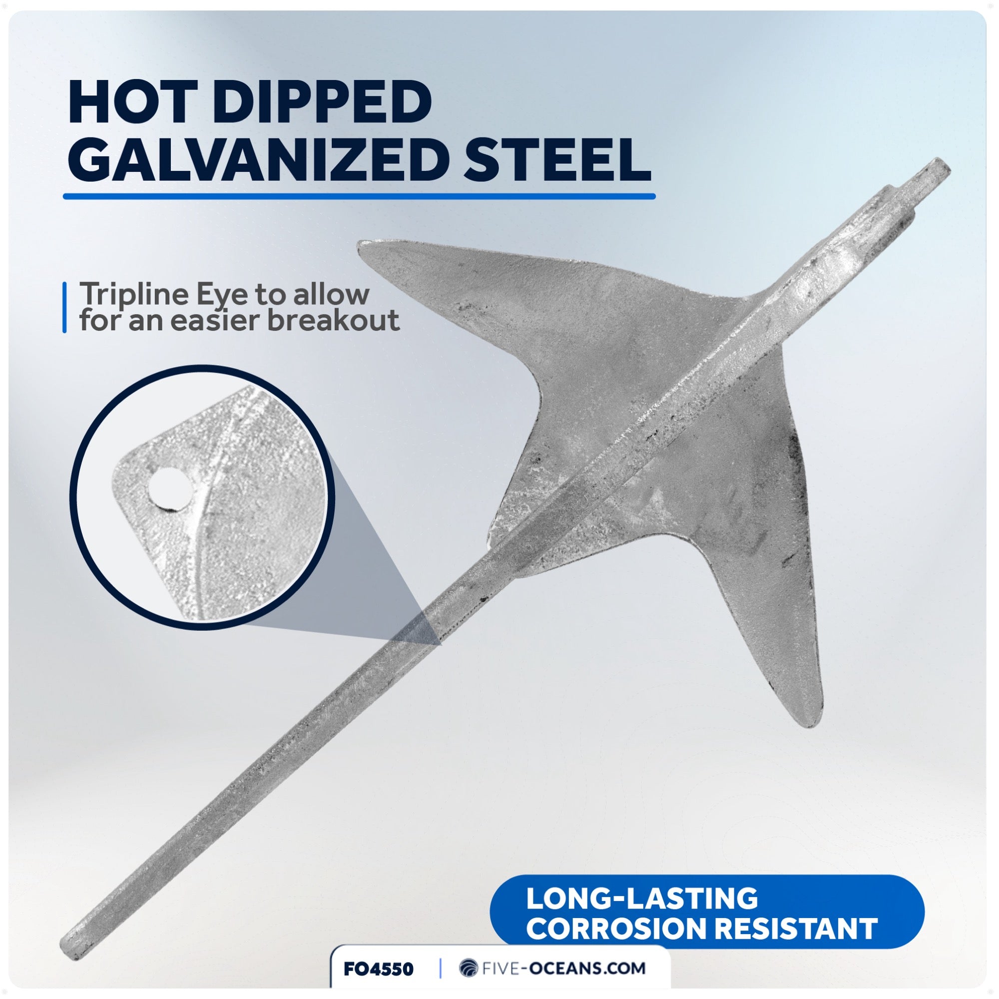 Bruce Style Claw Anchor, 11 Lb, Hot Dipped Galvanized - FO4550 - Five Oceans