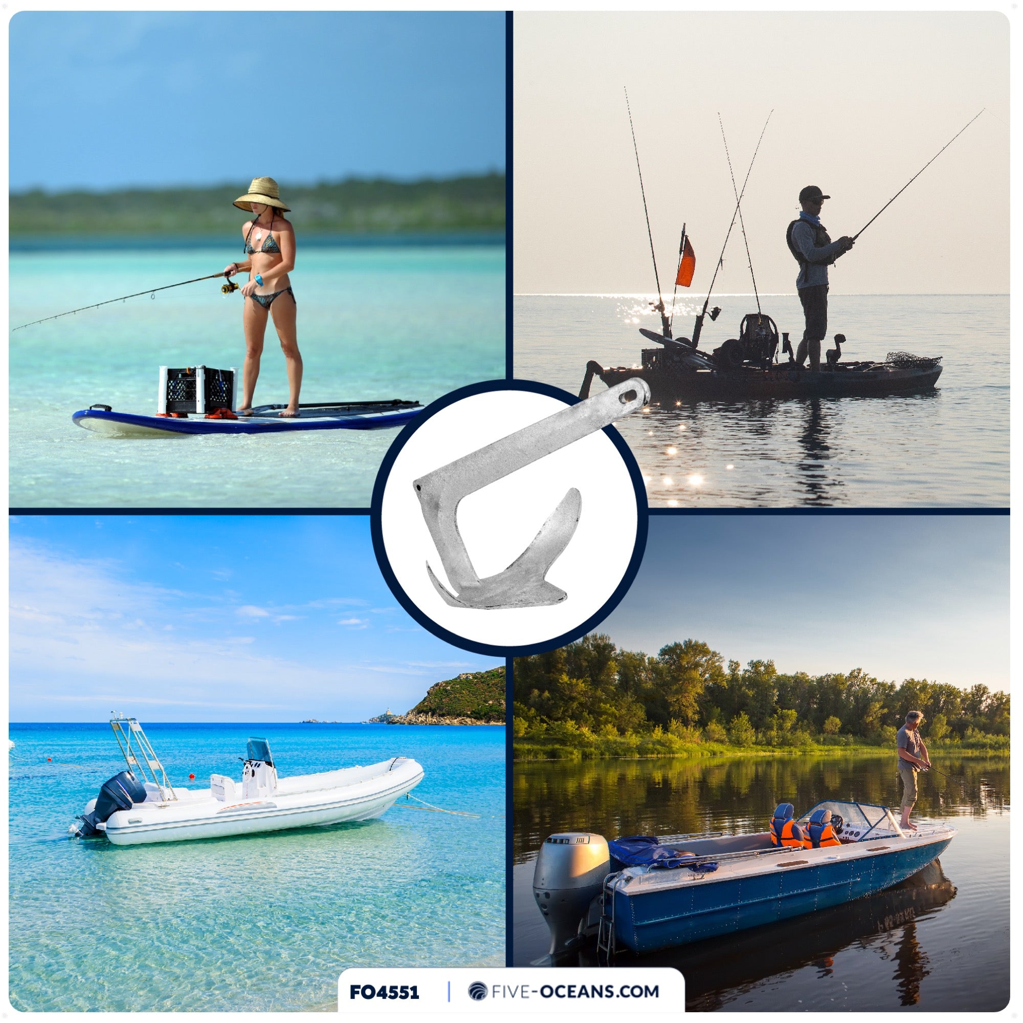 4.4 Lb. Bruce Claw Anchor, Galvanized Steel – FO4551 - Five Oceans