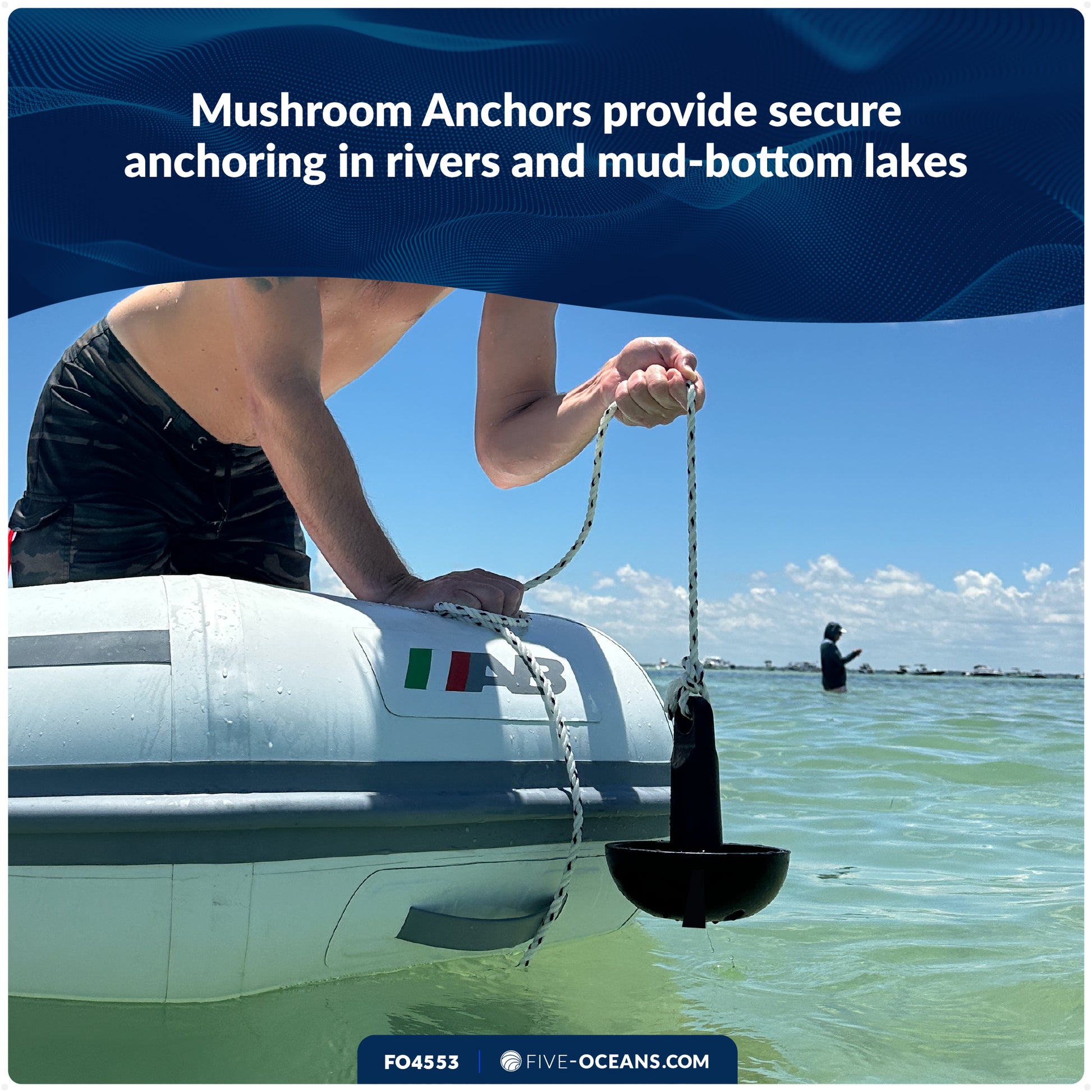 5 lb Mushroom Boat Anchor, Black PVC Vinyl Coating - FO4553 - Five Oceans