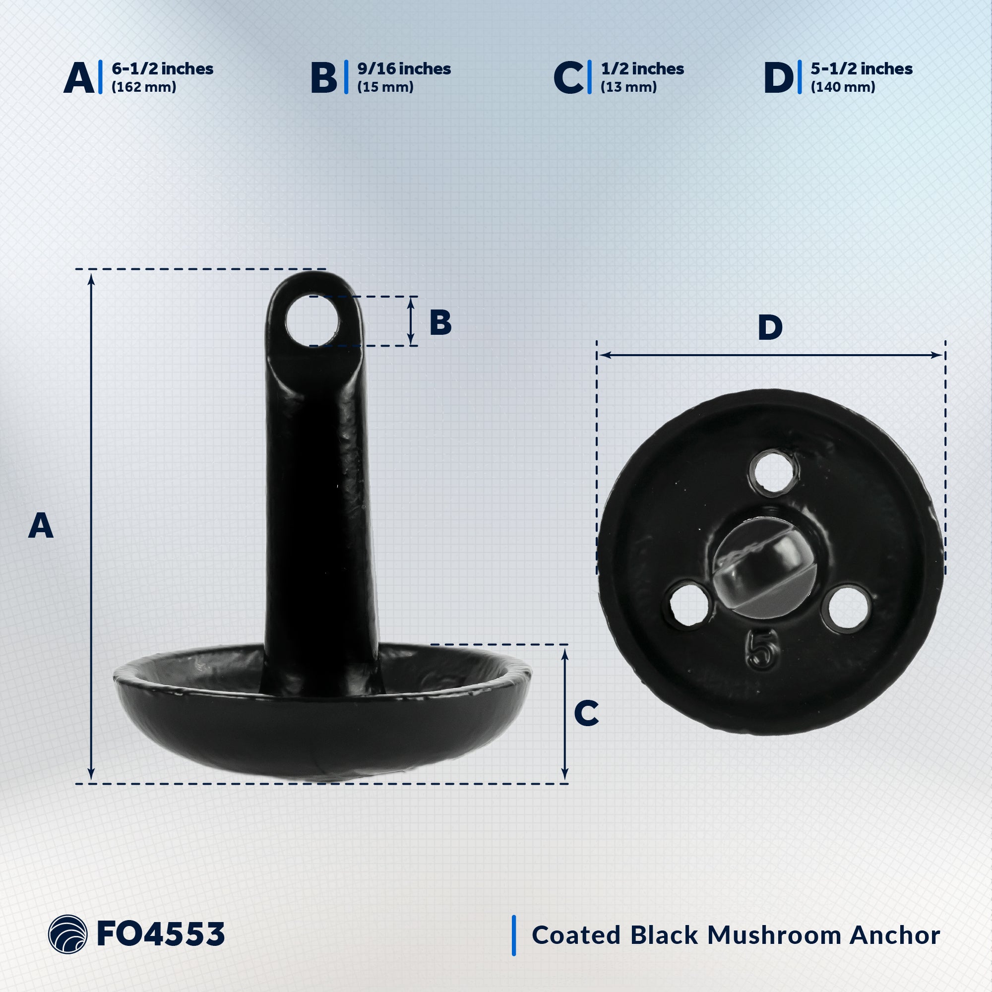 Black Mushroom Anchor, 5 lb - FO4553 - Five Oceans