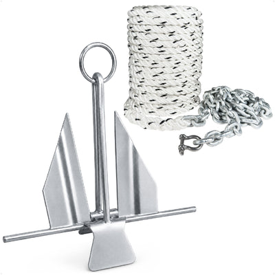 Slip Ring Fluke Anchor Kit with Hand-Spliced Rope & Chain