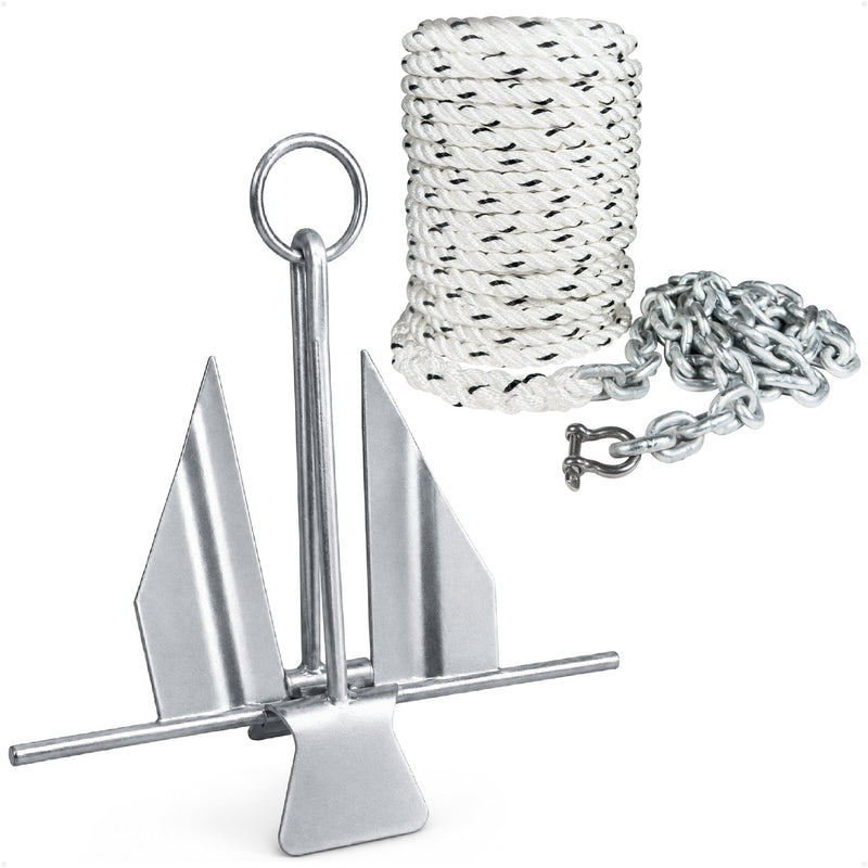 Slip Ring Fluke Anchor Kit with Hand-Spliced Rope & Chain