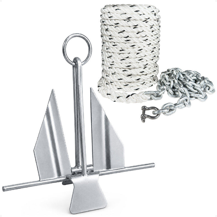 Slip Ring Fluke Anchor Kit with Hand-Spliced Rope & Chain