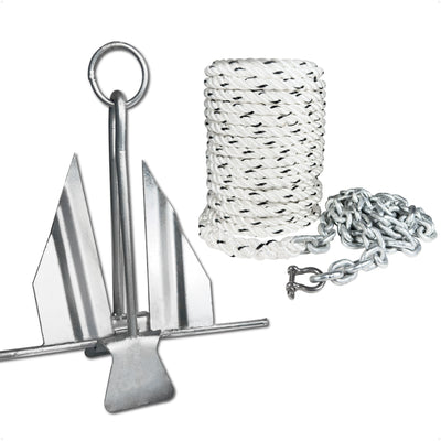 Slip Ring Fluke Anchor Kit with Hand-Spliced Rope & Chain